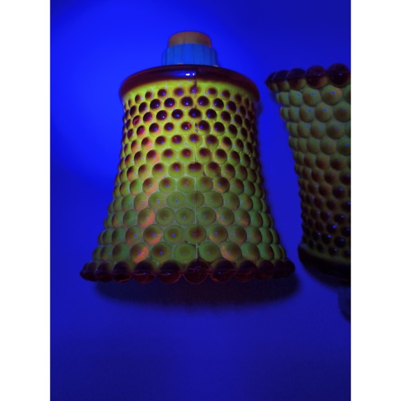 2 Red Glass UV Glow Hobnail Peg Votive Cup Candle Holder Vintage Home Interiors - Picture 9 of 13
